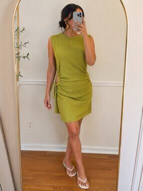 Women’s Textured Lime Green Cutout Dress